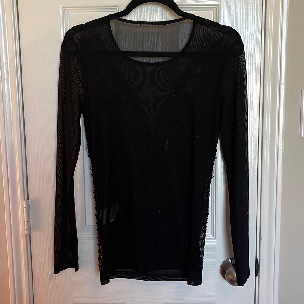 Frank Lyman Sheer Sequin Beaded Top - Picture 5 of 8